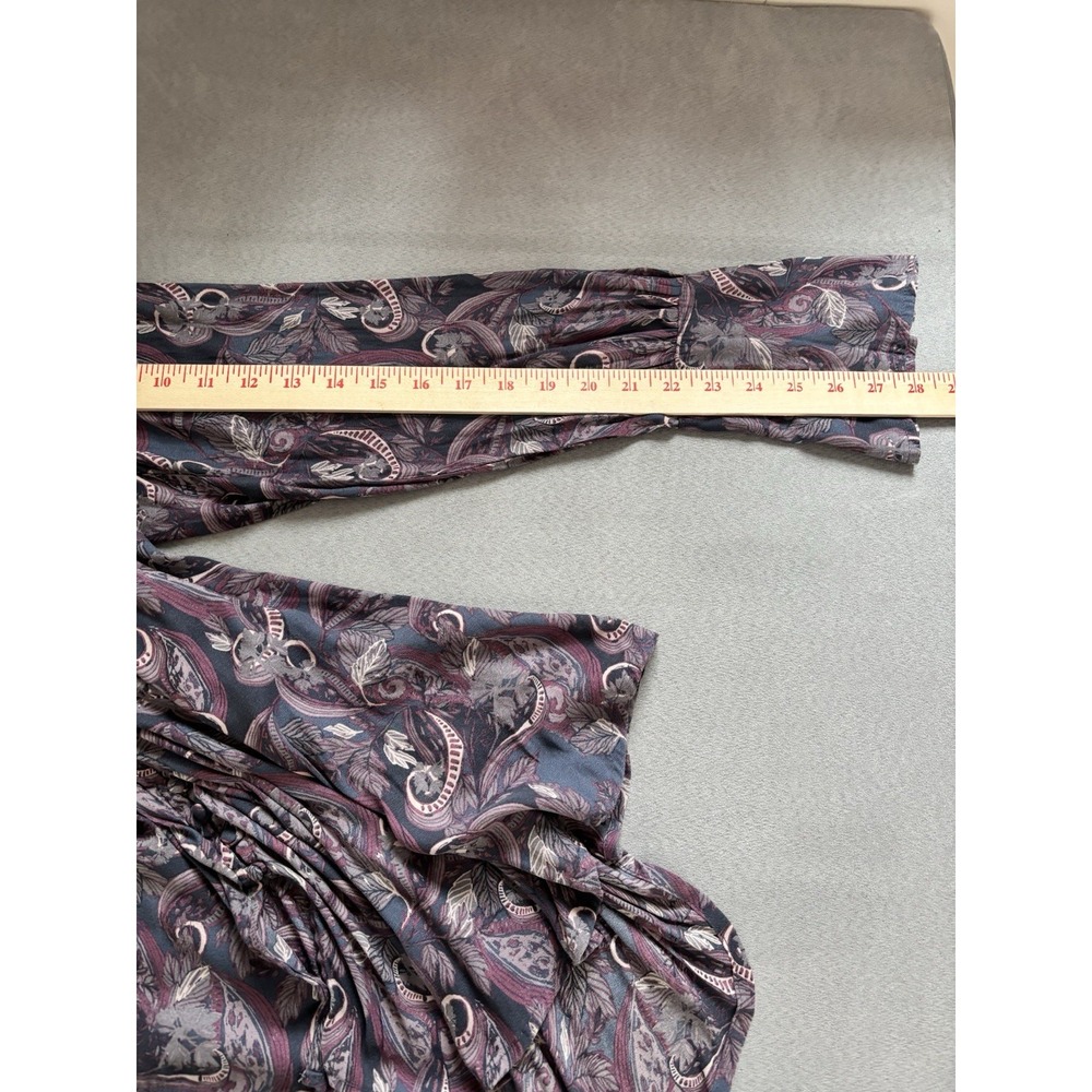 Free People Paisley Bell Sleeve Flowy Artsy Blouse Sz M Poet Boho 60s 70s Hippie - Picture 11 of 11
